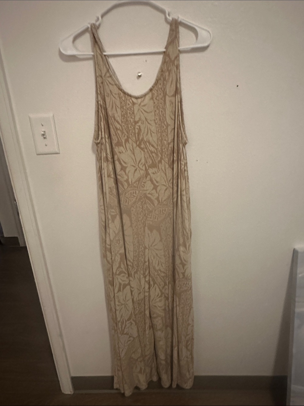 easel Beige Floral Print Maxi Dress